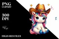 Cute Baby Unicorn with Cowboy Hat Product Image 3