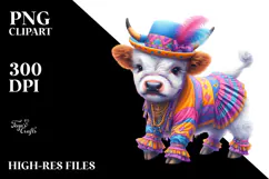 Colorful Baby Highland Cow in Dancer's Attire Product Image 2