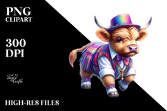 Colorful Baby Highland Cow in Dancer&#039;s Attire Product Image 2