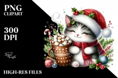 Cute Cat with Christmas Ornaments PNG Product Image 3