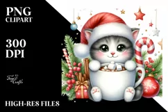 Cute Cat with Christmas Ornaments PNG Product Image 1