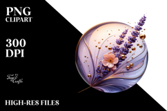 Abstract Lavender with Golden Insertions PNG Product Image 2