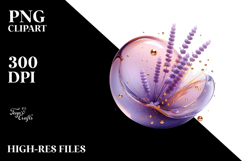 Abstract Lavender with Golden Insertions PNG Product Image 2