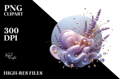 Abstract Lavender with Golden Insertions PNG Product Image 2