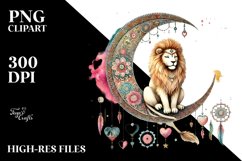 Boho Lion on Moon,Colorful Painting Product Image 2