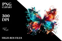 Colorful Grungy Butterfly PNG Product Image 2