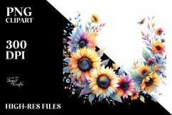 Watercolor Abstract Colorful Sunflower Clipart Product Image 1