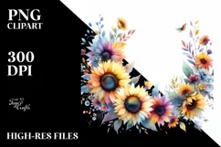 Watercolor Abstract Colorful Sunflower Clipart Product Image 1