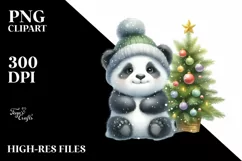 Cute Baby Panda Christmas PNG Product Image 1