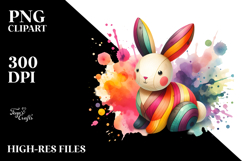 Colorful Bunny on Wood, PNG Product Image 2