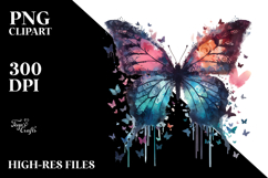 Grungy Butterfly made of Butterfly Silhouettes PNG Product Image 2
