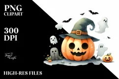 Funny Halloween Pumpkin Clipart PNG Product Image 3