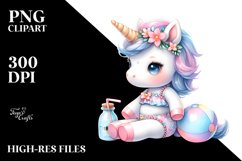 Cute Baby Unicorn with Beachwear Clipart Product Image 1