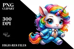 Running Dressed Baby Unicorn, PNG Product Image 1