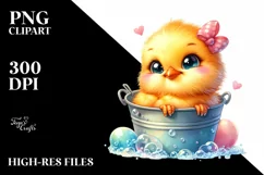 Colorful Cute Baby Chicken Smiling | Watercolor Splash Product Image 3
