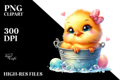 Colorful Cute Baby Chicken Smiling | Watercolor Splash Product Image 2