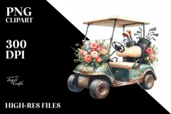 Vintage Golf Cart Flowers | Clipart Product Image 3