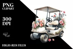 Vintage Golf Cart Flowers | Clipart Product Image 3