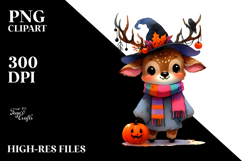 Watercolor Vibrant Elk Halloween Drawing | Clipart Product Image 2