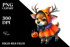 Watercolor Vibrant Elk Halloween Drawing | Clipart Product Image 2