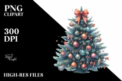 Simple Christmas Tree Sketched with Ornaments PNG Product Image 2