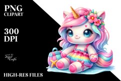 Cute Baby Unicorn with Beachwear Clipart Product Image 1