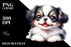 Watercolor Happy Cute Japanese Chin PNG Product Image 2