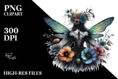 Creative Gothic Fairy on Flower PNG Product Image 2