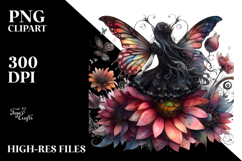 Creative Gothic Fairy on Flower PNG Product Image 2