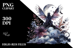 Gothic Fairy on Cloud Creative View PNG Product Image 2