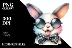 Bunny Sunglasses Tongue | Summer Sticker Clipart Product Image 1