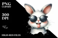 Bunny Sunglasses Tongue | Summer Sticker Clipart Product Image 1