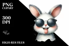 Whimsical Bunny Sunglasses Tongue | Clipart Product Image 1