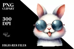 Whimsical Bunny Sunglasses Tongue | Clipart Product Image 3