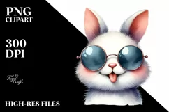 Bunny Sunglasses Tongue | Summer Sticker Clipart Product Image 1