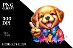 Cute Puppy Victory Sign | Clipart Product Image 3