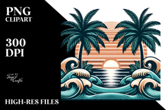 Retro Tropical Tree Waves, Vector Style Product Image 2