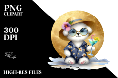 Cute Dog in Beachwear Drinking Cocktail PNG Product Image 2