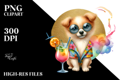 Funky Looking Dog Drinking Cocktail PNG Product Image 2