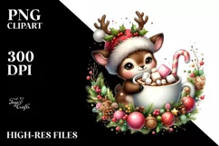 Funny Reindeer with Hot Cocoa PNG Product Image 3