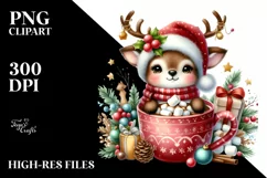 Funny Reindeer with Hot Cocoa PNG Product Image 3