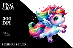 Cute Unicorn with Floral Wreath PNG Product Image 2