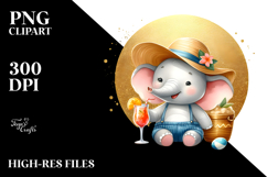 Happy Elephant Drinking on Gold Circle Product Image 2