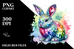 Colorful Diamonds Bunny PNG Product Image 2