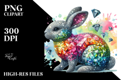 Colorful Diamonds Bunny PNG Product Image 2