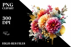 Vibrant Bouquet with Dahlia | Sublimation Clipart Product Image 3