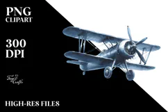 Watercolor Washed Blueish Vintage Plane | Clipart Product Image 2