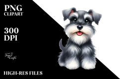 Happy Miniature Schnauzer Watercolor PNG Product Image 2