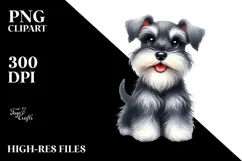 Happy Miniature Schnauzer Watercolor PNG Product Image 2