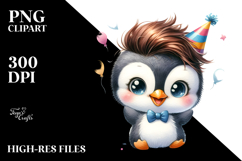 Cute Energetic Penguin with Cool Haircut PNG Product Image 2
